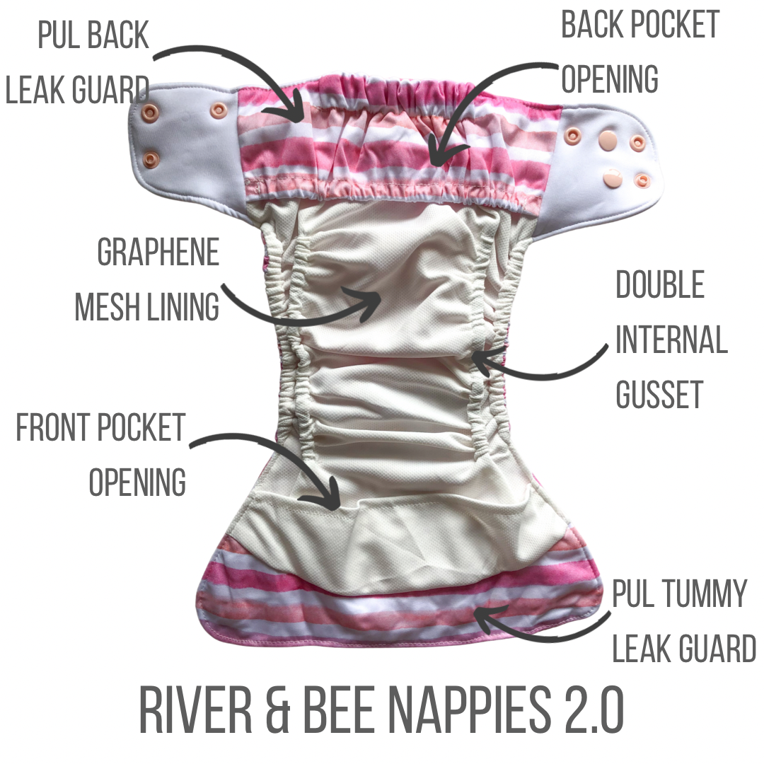 River & Bee 2.0 Nappy | BLUSH STRIPES
